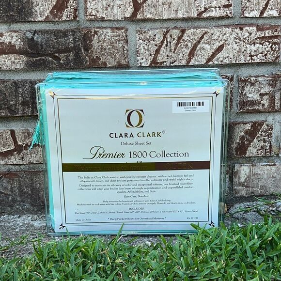 NEW 1800 Thread Count: MINT GREEN Color, Deep Pocket, Premier 4 Piece Bed Sheets - Picture 2 of 2